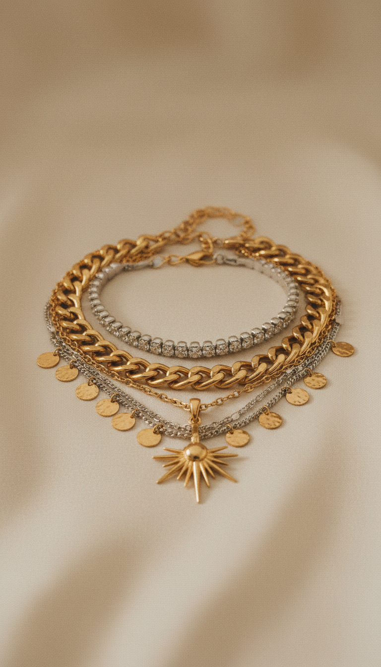 Layered Gold and Silver Necklace Bundle